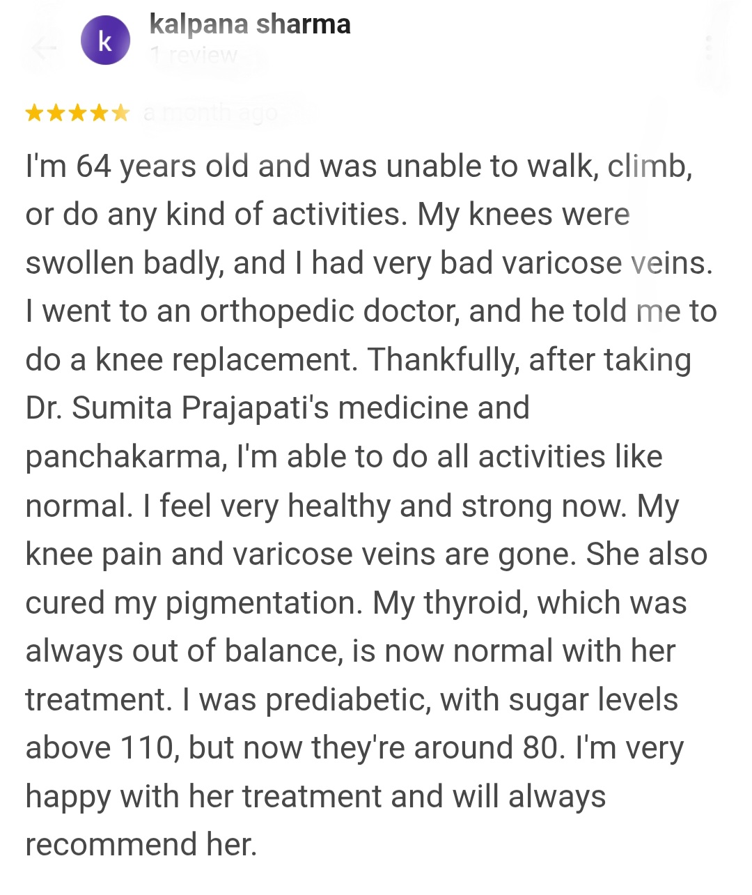 knee Thyroid sugar improved